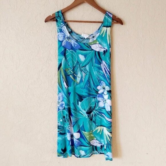 Vintage Leaf Floral Tie Back Tank Dress - Picture 2 of 9